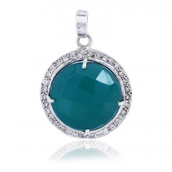 Sterling Silver Pendant  with CZ Stone Seated